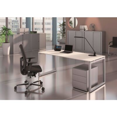 Cito Schreibtisch mit höheneinstellbarem U-Gestell, Dekor ahorn, Gestell silber, Maße (HxBxT): 650-850 x 1.600 x 800 mm