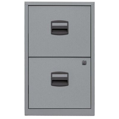 Hängeregistraturschrank PFA, 2 HR-Schubladen, Farbe silber, abschließbar, Maße (HxBxT): 672 x 413 x 400 mm