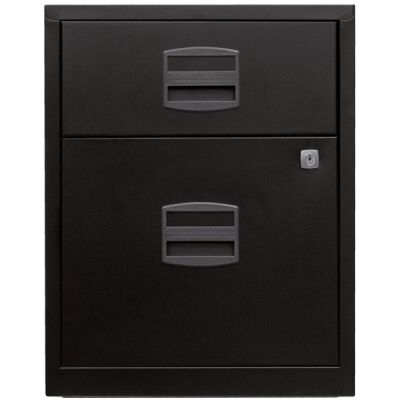 mobiler Beistellschrank PFA, 1 Universalschublade, 1 HR-Schublade, Farbe schwarz, abschließbar, Maße (HxBxT): 528 x 413 x 400 mm