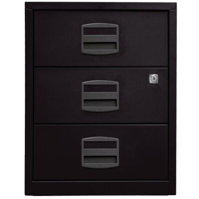 mobiler Beistellschrank PFA, 3 Universalschubladen, Farbe schwarz, abschließbar, Maße (HxBxT): 528 x 413 x 400 mm