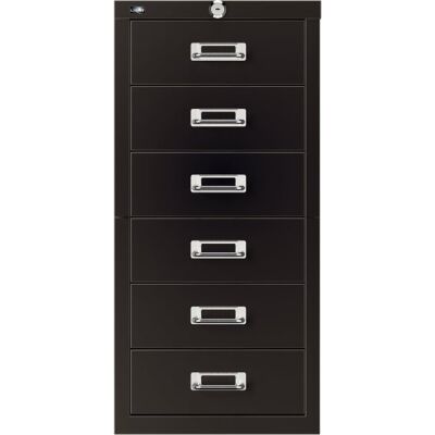 Schubladenschrank ECO, 6 Schubladen, schwarz, DIN A4, 590 x 281,5 x 411,5 mm, Abschließbar