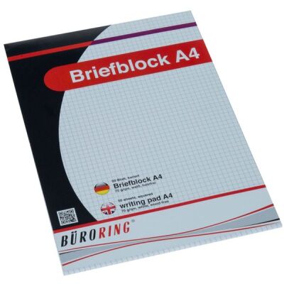 Büroring Briefblock A4/50 Blatt, kariert, holzfrei, weiß, 70 g/qm