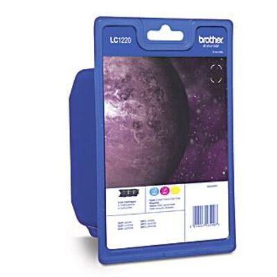 Tintenpatrone LC-1220 Rainbow Pack für Brother Drucker, cyan, magenta, gelb, schwarz, für ca. 300 Seiten je Patrone