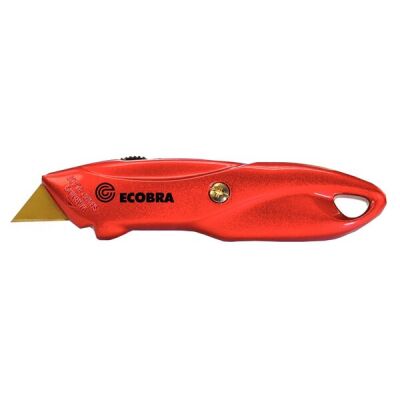 Ecobra Premium-Universalmesser, rot, Trapezklinge, Metallgehäuse,