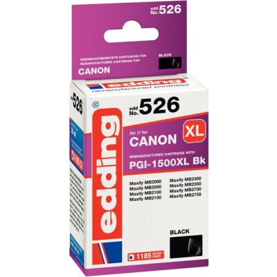 edding Tinte 526 XL, schwarz, ersetzt Canon PGI-1500XLBK, Inhalt: 35 ml