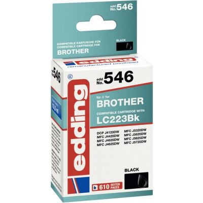 edding Tinte 546, schwarz, ersetzt Brother LC223BK, Inhalt: 13,5 ml