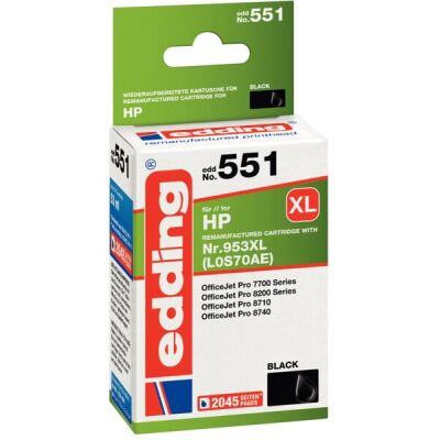 edding Tinte 551 XL, schwarzm, ersetzt HP 953XL (L0S70AE), Inhalt: 53 ml
