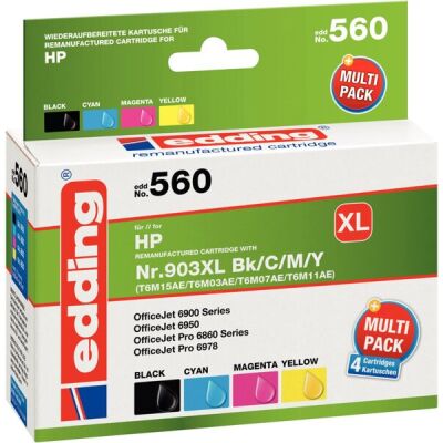 edding Tinte 560 XL, Multipack, ersetzt HP 903XL (3HZ51AE), Inhalt: 1x 30 ml + 3x 12 ml