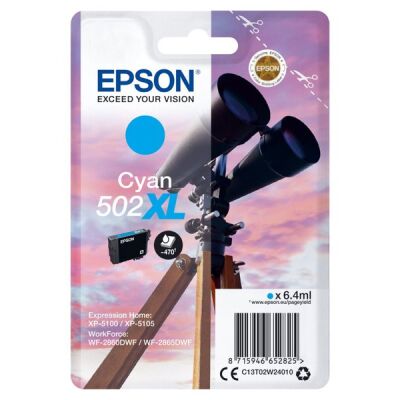 Tintenpatrone T02W2 XL, cyan, für Expression Home XP-5100, XP-5105, WorkForce WF-2860DWF, WF-2865DWF, Inhalt: 6,4 ml