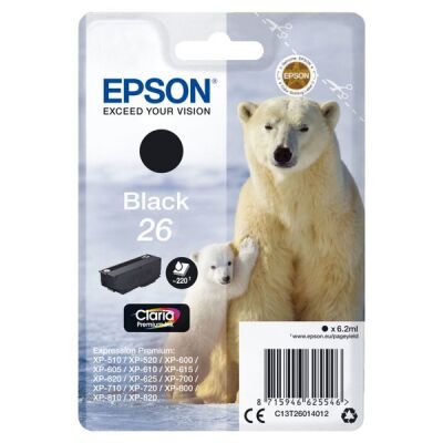Tintenpatrone 26, schwarz, für XP-600 / XP-700 / XP-800, Inhalt: 6,2 ml, für ca. 220 Seiten
