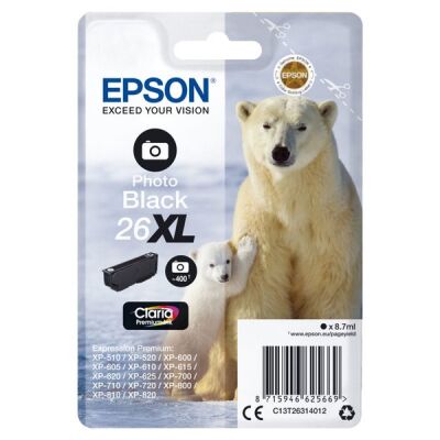 Tintenpatrone 26XL, Photo schwarz, für XP-600 / XP-700, -800, Inhalt: 8,7 ml, für ca. 400 Seiten