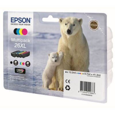 Tintenpatrone 26XL,Multipack, für XP-600  / XP-700 / XP-800, Inhalt: 1 x schwarz, je 1 x cyan, magenta, gelb, VE = 1 Packung á 4 Tinten