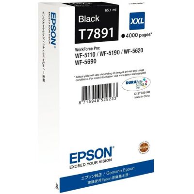 Tintenpatrone T7891 XXL, schwarz, für WorkForce Pro WF-5110DW, WF-5190DW, WF-5620DWF, WF-5690DWF, für ca. 4.000 Seiten