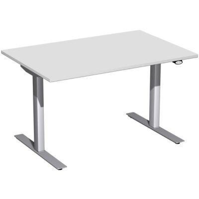 Schreibtisch Elektro Flex, rechteckig, höhenverstellbar, 1200 x 800 x 650-1250 mm, Farbe grau / silber