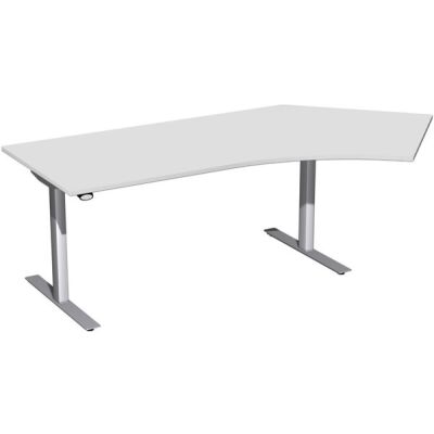 Winkelschreibtisch 135° Elektro Flex, rechts, höhenverstellbar, 2166 x 113 x 650-1250 mm, Farbe grau / silber