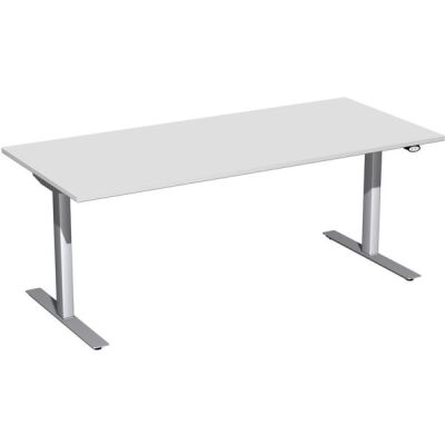 Schreibtisch Elektro Flex, rechteckig, höhenverstellbar, 1800 x 800 x 650-1250 mm, Farbe grau / silber