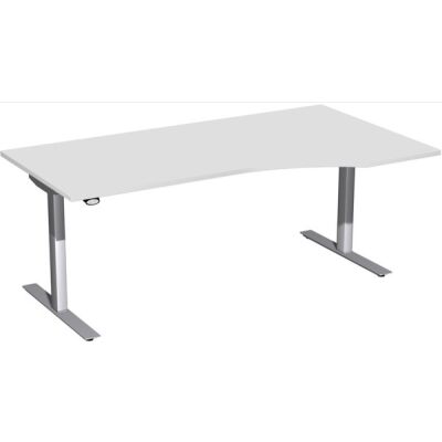 Schreibtisch Elektro Flex PC-Form, rechts, höhenverstellbar, 1.800 x 800 x 650-1250 mm, Farbe grau / silber