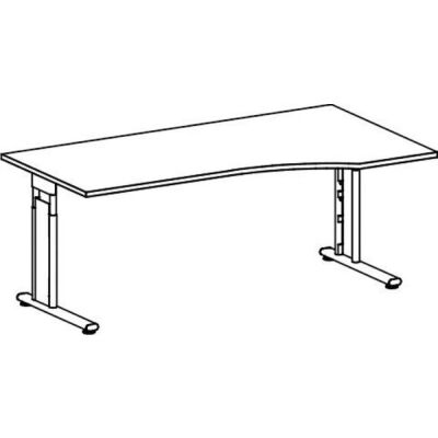 PC-Tisch rechts Buche/Silber C-Fuß Flex, BxT: 1800x800/1000mm