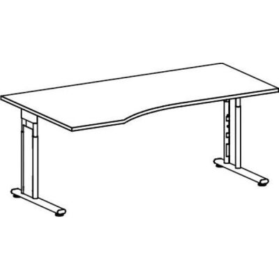 PC-Tisch links Ahorn/Silber C-Fuß Flex, BxT: 1800x800/1000mm