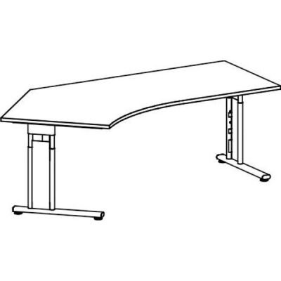 Schreibtisch 135° links Buche/Silber, C-Fuß Flex