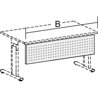 Sichtblende gelocht Silber Tischbreite 1200, C-Fuß Flex