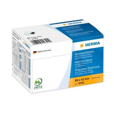 Adressetiketten für Schreibmaschinen 89 x 42 mm, 250 Etiketten, auf Rolle, weiß