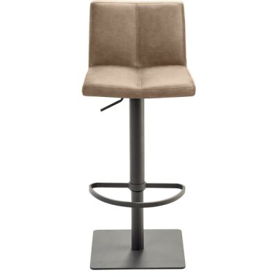 Bar-/Tresenhocker 1285 mit gepolsterter Sitzschale in beige, Vintage Kunstleder mit Steppnath, Gestell grau