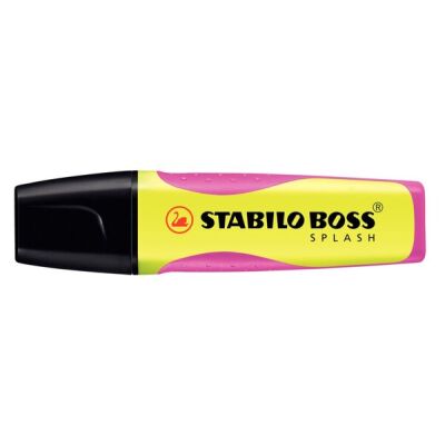 Textmarker BOSS SPLASH gelb mit rutschfester Griffzone in pink, 4 Stunden Austrocknungsschutz, Tinte auf Wasserbasis, lichtbeständig