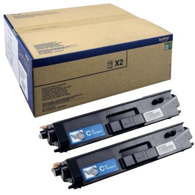 Toner, TN-900CTWIN für Brother Drucker, cyam, bestehend aus 2x TN-900C