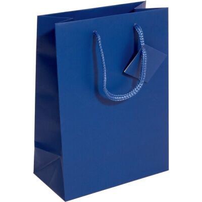 Geschenktaschen, Small, ultramarinblau, mit Mattlack und Geschenkeanhänger, 157 g/m², 170 x 230 x 90 mm