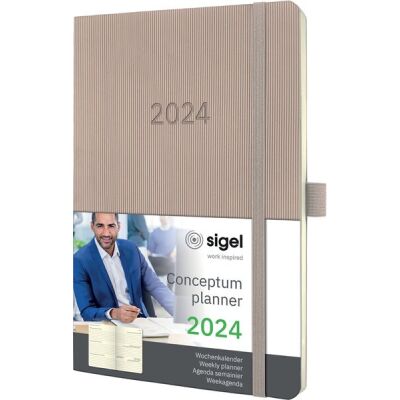 Wochenkalender Conceptum 2024, ca. DIN A5, taupe, 2 Seiten / 1 Woche, Softcover