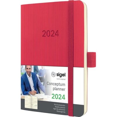 Wochenkalender Conceptum 2024, ca. DIN A6, red, Softcover, 1 Woche / 2 Seiten, 176 Seiten