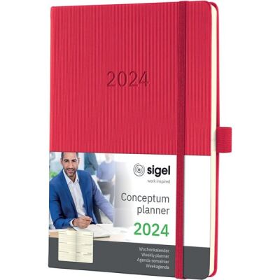 Wochenkalender Conceptum 1 Woche / 2 Seiten, 2024, red, ca. DIN A5, 192 Seiten, Hardcover