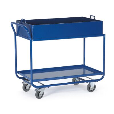 Rollcart Tischwagen mit Blechwanne 06-7156, Außenmaß: 1170x600mm, Tragkraft 300 kg, blau