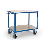 Rollcart Tischwagen 2 Etagen, höhenverstellbar, Ladefläche: 1090x700mm, RAL: 5010 enzianblau